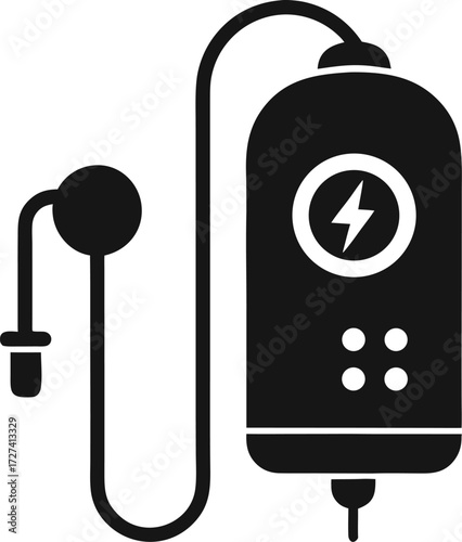 Electric  instant hot water shower silhouette icon vector on white background 