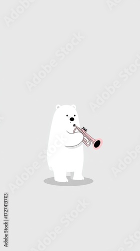 Polar bear playing trumpet