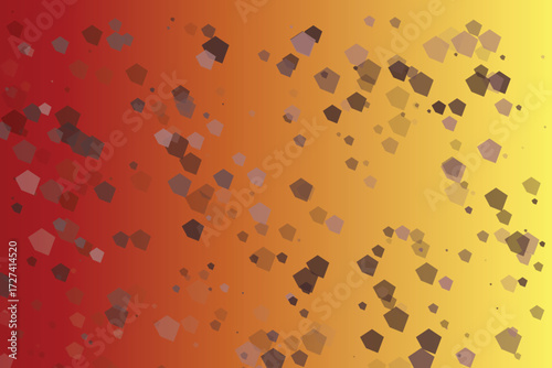 Red orange yellow gradient with scattered translucent pentagons abstract texture 2