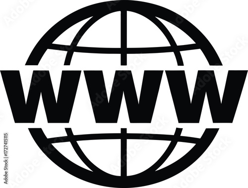 www Website Sign Vector Logo Icon, www Text Sign with Globe Internet Symbol, Modern www Logo Design Vector Illustration. 