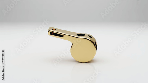 A high-quality product photograph of a metallic gold-colored whistle against a pure white background.  