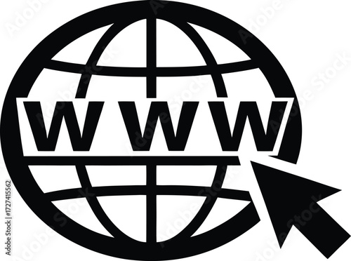 Minimalist Website Sign Icon, Clean Global Network Connection Symbol
