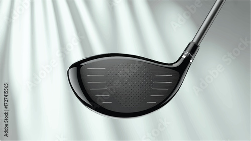 A professional product photograph of a black golf driver club head against a pure white background (