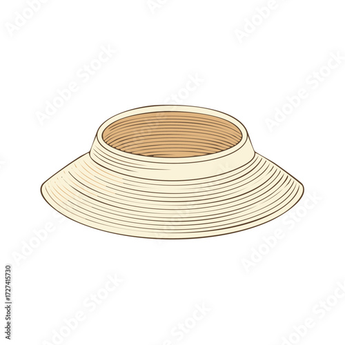 Isolated illustration of a beige sun visor hat. Vector drawing of a wide-brimmed headwear fashion.