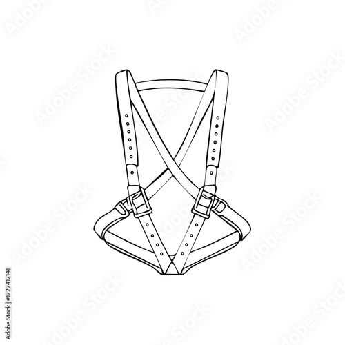 Vector Illustration of a Leather Harness with Buckles and Rivets