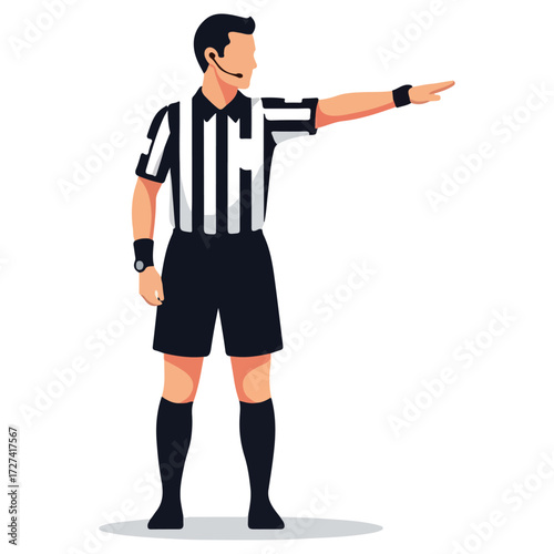 Referee Signaling Direction in a Sports Game.