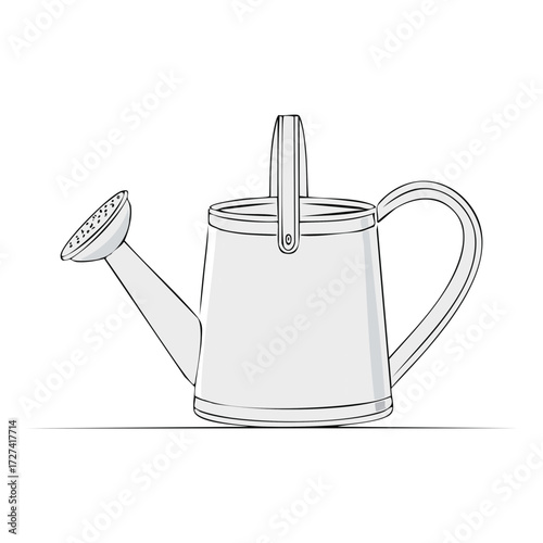 Illustration of a watering can in a minimalist style for garden or home decor