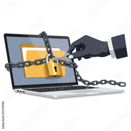 Laptop Security Breach - Data Protection and Cyber Threats.