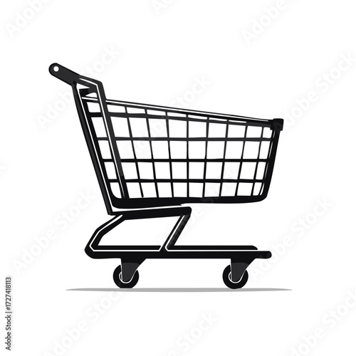 Shopping Cart Black Silhouette Retail Icon Store Grocery Supermarket Trolley Transporting Products Items Buying Commerce