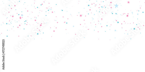 Color stars confetti borders. Splash effect banner. Vector abstract background with blurred drops of rain for wallpaper, wrapping paper, backdrop, poster, card etc.