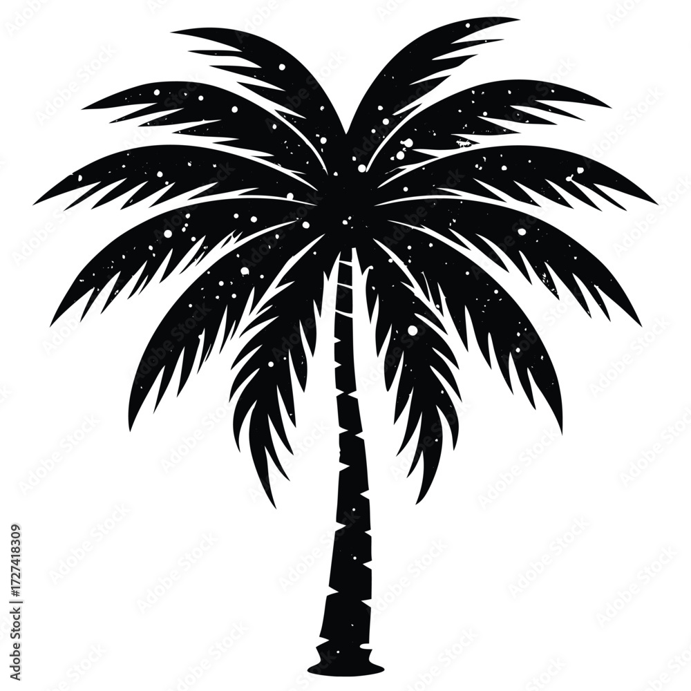 Fototapeta premium Palm tree vector collection tropical beach silhouette line art summer holiday seamless pattern retro design exotic coconut jungle leaves illustration.Palm tree silhouette vector set.
