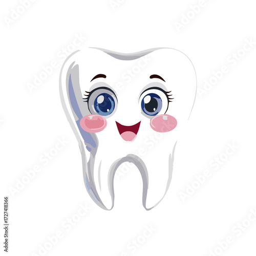 Adorable Cartoon Tooth Character Smiling Dentistry and Dental Care