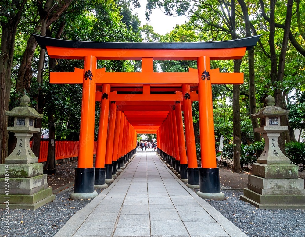 Naklejka premium Japanese torii gate path