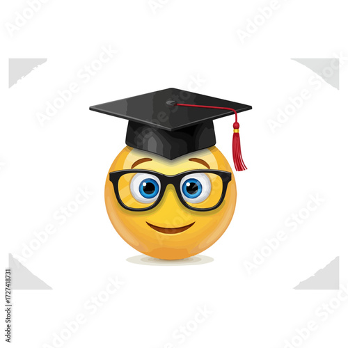 Smart student with glasses and graduation cap.