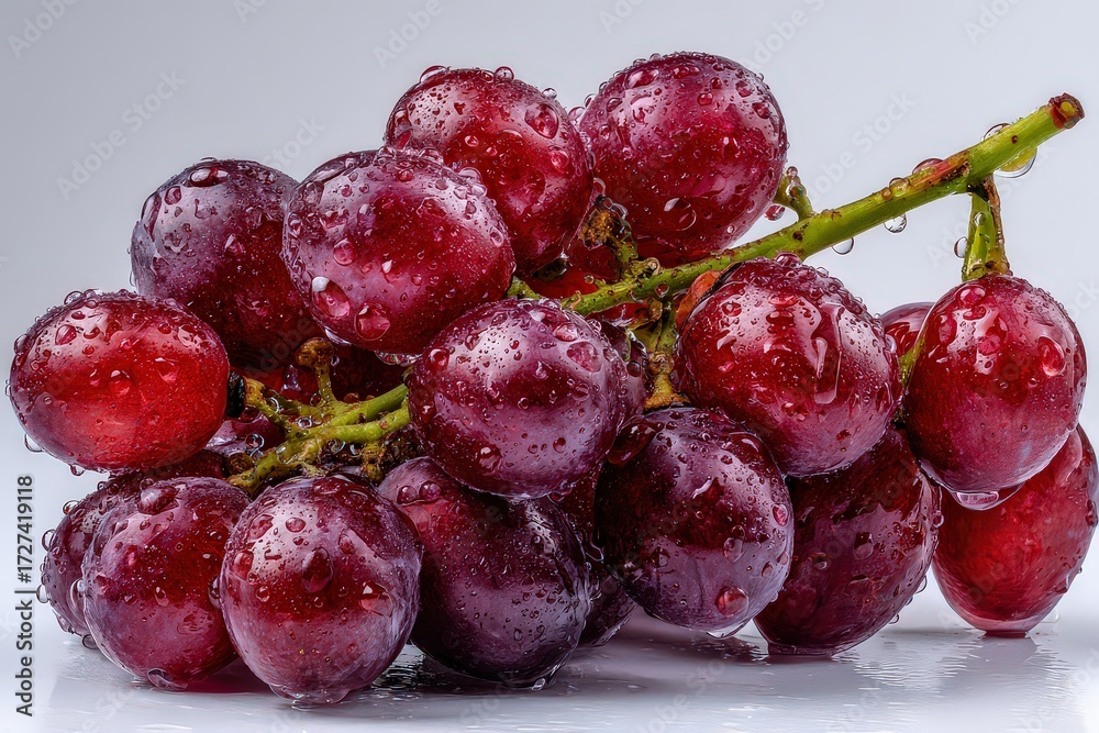 Fototapeta premium Cluster Of Red Grapes With Water Droplets