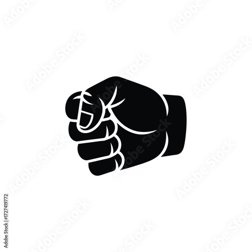 Black silhouette of a clenched fist on a white background