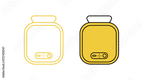 Modern Yellow Smart Home Water Heater Outline and Solid Flat Vector Icon Illustration Graphic Design for Household Appliance Technology and Energy Saving Minimalist Style Element