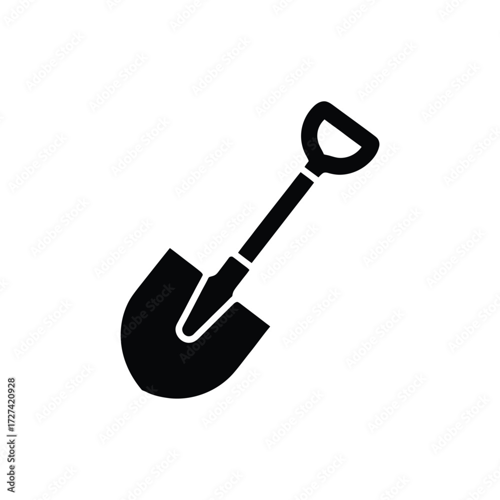 Black silhouette of a garden spade tool Black silhouette of a garden spade tool