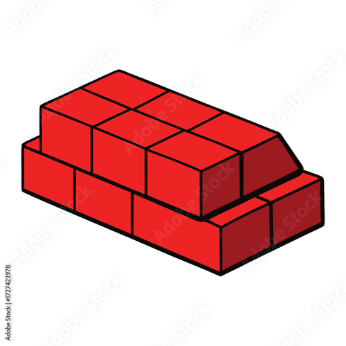 Stacked red bricks, rugged and earthy, perfect for building walls, pathways, or structures, radiating warmth and classic architectural charm.
