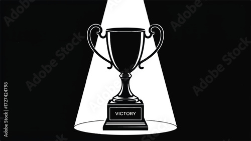 A black and white silhouette illustration of a trophy cup on a white background.  