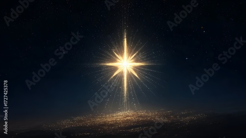 Beautiful Christmas star glowing in the night sky