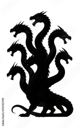 black hydra silhouette on white background clip art preview