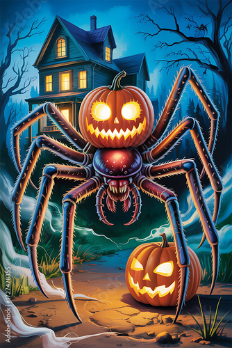 Midnight Forest Walk Under Full Moonlight, Vintage Halloween, Halloween Spider, Halloween Spider 3d, Libay Halloween Giant Spider. 