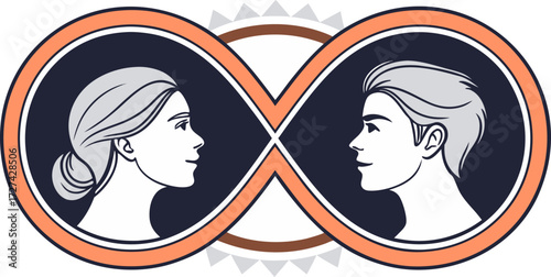 Infinity love symbol with man and woman