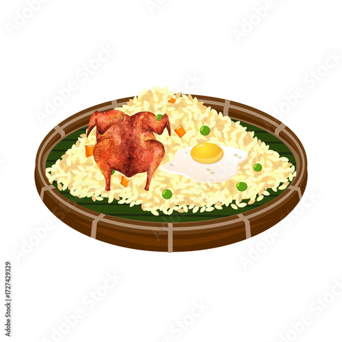 roast chicken on rice