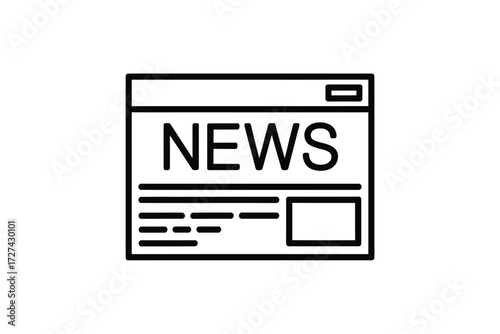 Simple line art icon of a news website or newspaper