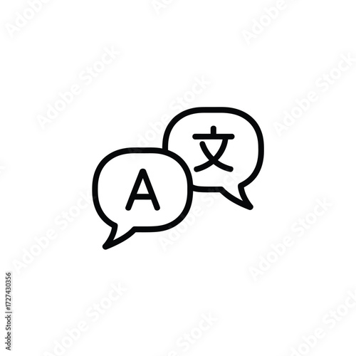 Speech bubbles with letters representing language translation