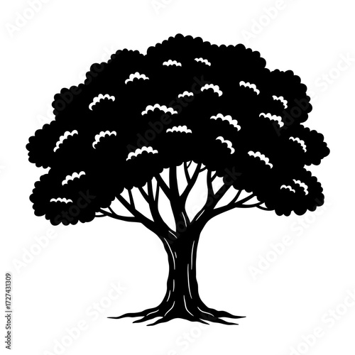 tree, silhouette, black, vector, clipart, nature, graphic, design, printable, artwork, forest, plant, foliage, icon, outline, trunk, leaves, shape, template, illustration, isolated, image, emblem, dec