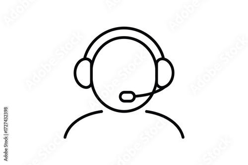 Simple line icon of a person wearing a headset