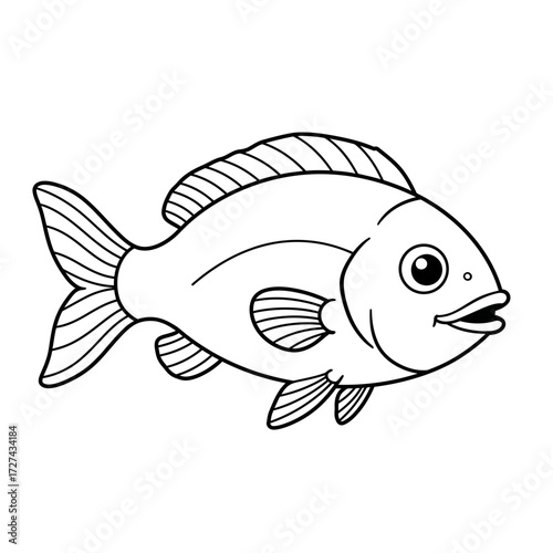 fish, coloring, cartoon, ocean, sea, animal, kids, cute, underwater, aquatic, drawing, outline, sketch, lineart, fins, scales, gills, eyes, tail, water, swim, marine, reef, fun, school, printable, art