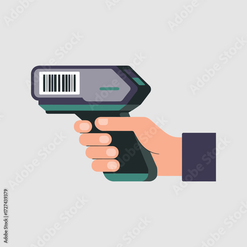 Hand Holding a Barcode Scanner for Retail and Logistics