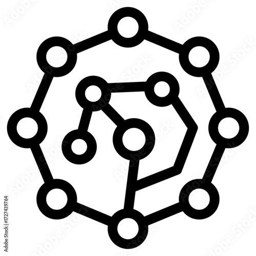 Node cluster icon — circular network of connected nodes, neural net concept vector
