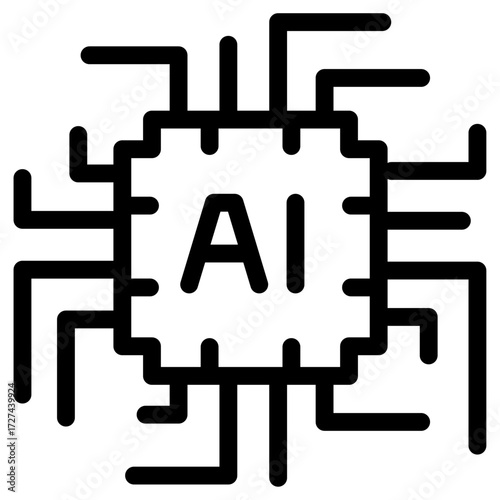 AI processing chip icon — stylized AI chip with central "AI" and circuit paths
