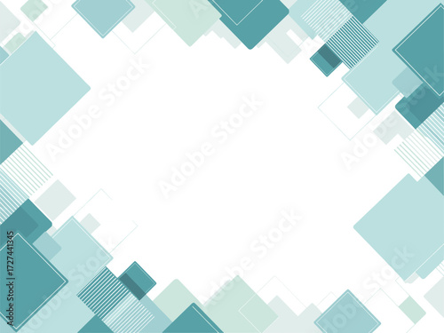 Modern abstract geometric background with soft teal and white diamond shapes frame