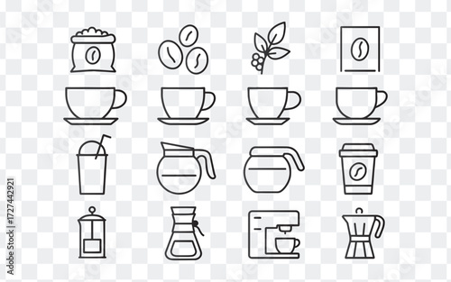Coffee Drink Prepare Serve Shop Silhouette Icons
