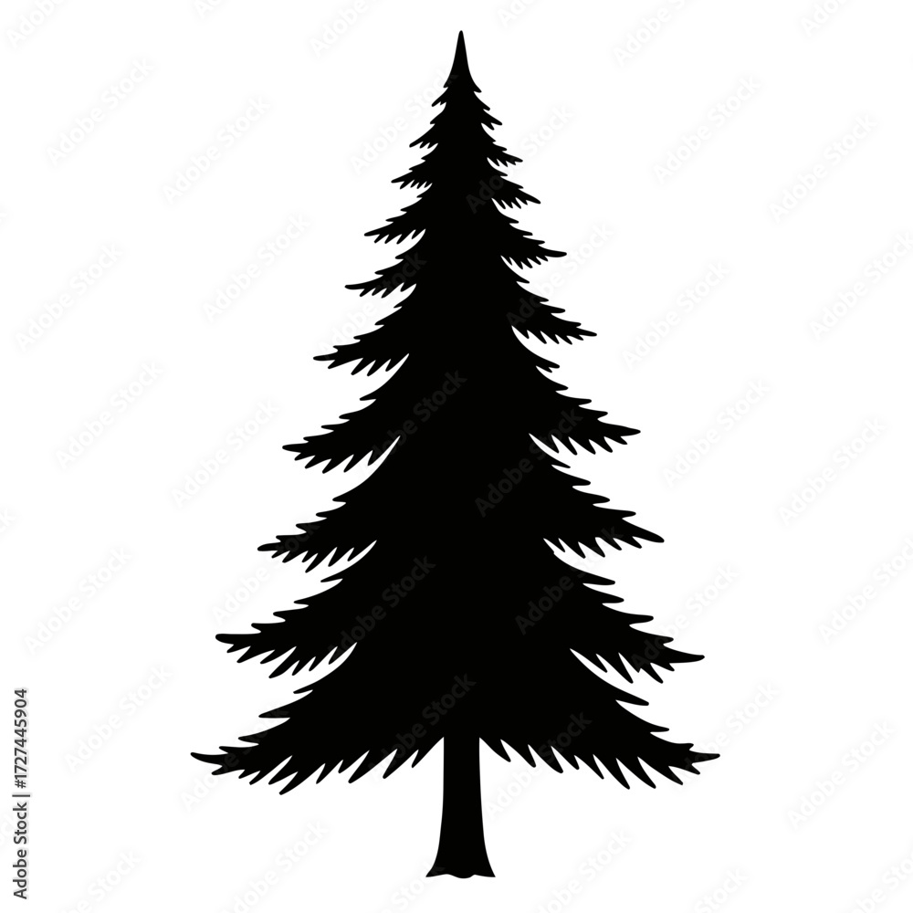 Obraz premium pine, tree, silhouette, vector, clipart, evergreen, nature, forest, conifer, graphic, fir, spruce, cedar, woodland, design, icon, shape, outline, foliage, trunk, leaves, landscape, scenery, winter, na