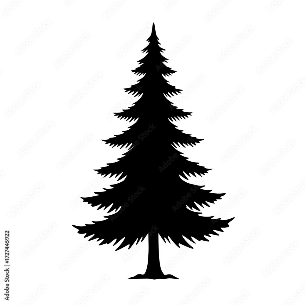Obraz premium pine, tree, silhouette, vector, clipart, evergreen, nature, forest, conifer, graphic, fir, spruce, cedar, woodland, design, icon, shape, outline, foliage, trunk, leaves, landscape, scenery, winter, na