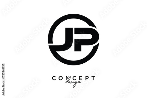 JP Creative Circle Monogram Logo Design – Modern Branding Concept