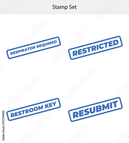 Rubber Stamps Set with Respirator Required, Restricted, Restroom Key, Resubmit