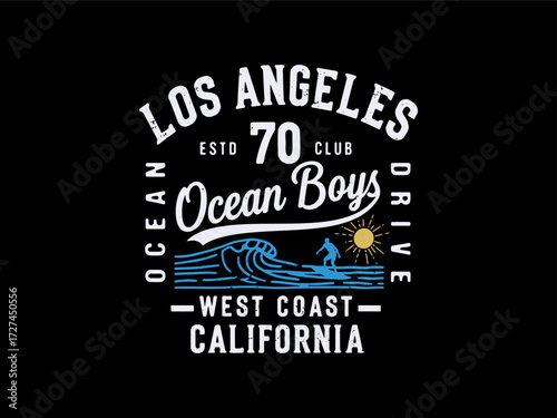 Vintage LosAngeles California Surfing Club Graphic Design Ocean Vibe, design t-shirt streetwear clothing, vector typography, perfect for modern apparel