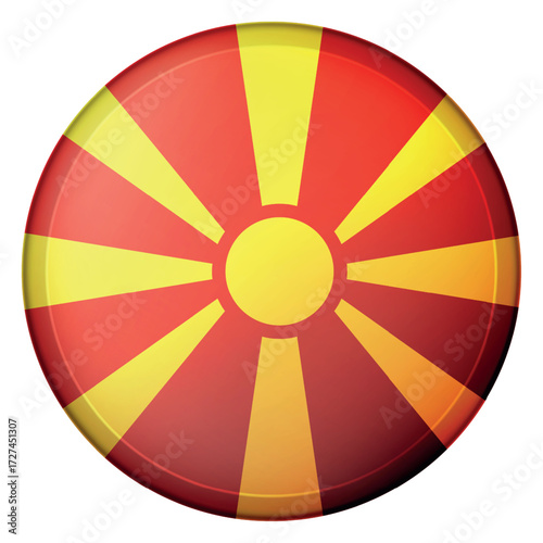 Glass light ball with flag of Macedonia. Round sphere, template icon. Macedonian national symbol. Glossy realistic ball, 3D abstract vector illustration. Big bubble.