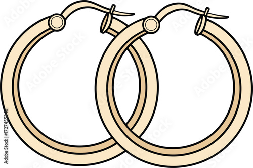 Elegant Hoop Earrings Illustration. Classic Hoop Earrings Design. Shiny Hoop Earrings Artwork. Fashion Hoop Earrings Illustration. Modern Hoop Earrings Design. Stylish Gold Hoop Earrings Illustration
