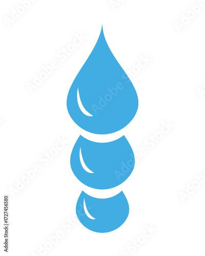 Minimal blue water drops stacked vertically clean eco vector icon