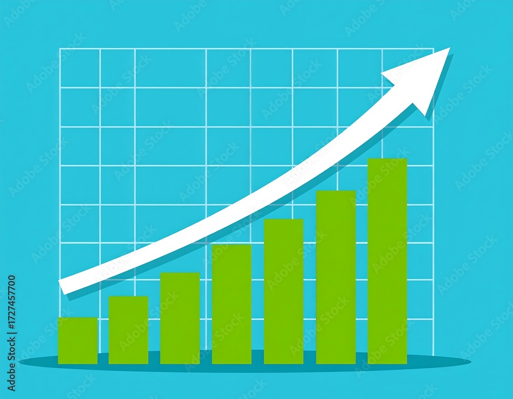 Fototapeta premium A vibrant graphic displays a positive upward trend in a chart.