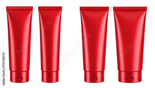 Red Cosmetic Tubes Beauty and Personal Care Products.