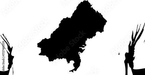 Fotografía Bold black silhouette of a country map, representing national identity and global connection, perfect for geopolitical themes and branding